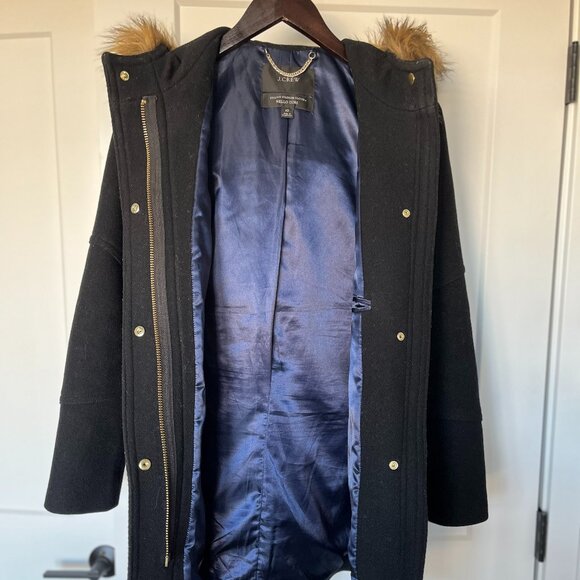 J. CREW Chateau Parka in Italian Stadium Cloth Wool Black Size 10 - Picture 6 of 11